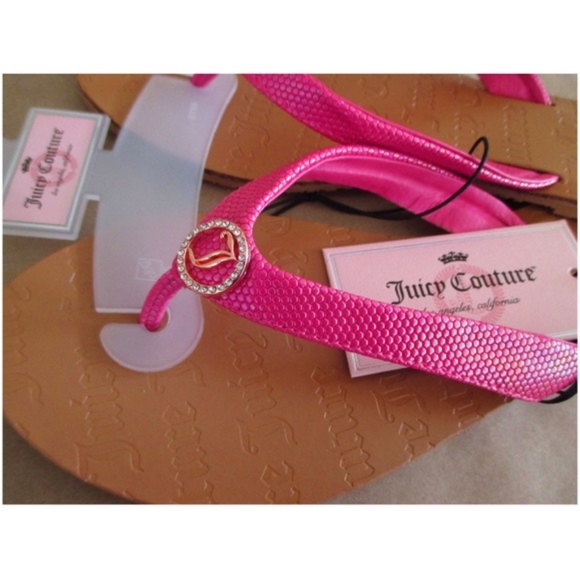 JUICY COUTURE Pink Rhinestone Thong Sandals M - Picture 3 of 5